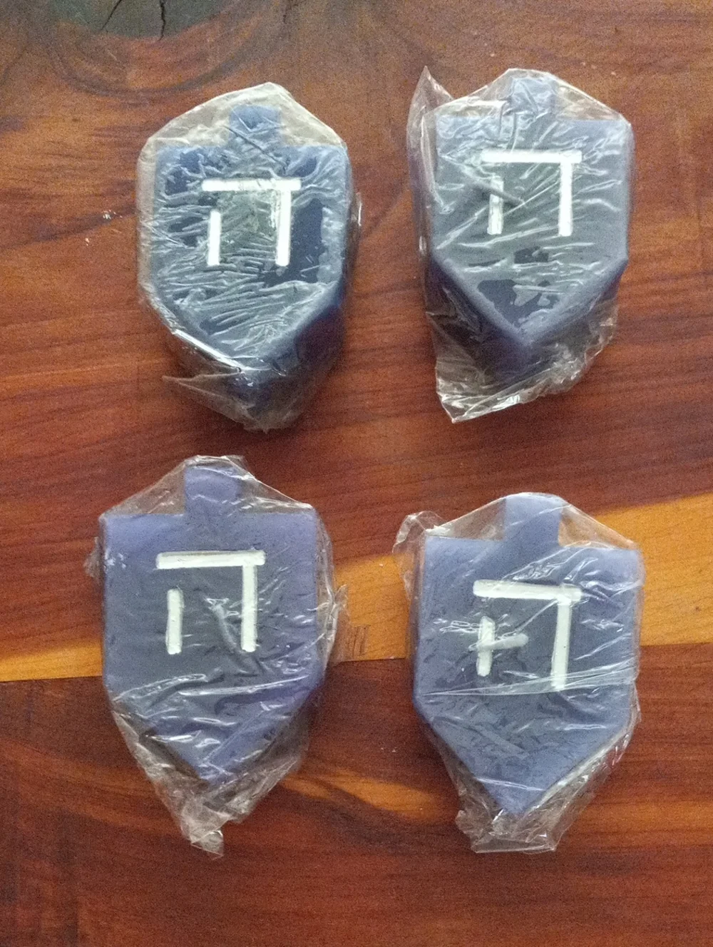 Blue Dreidel And Silver Star Of David Shaped Candles